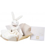 Lapin mouchoir en boite fleur - Doudou et compagnie