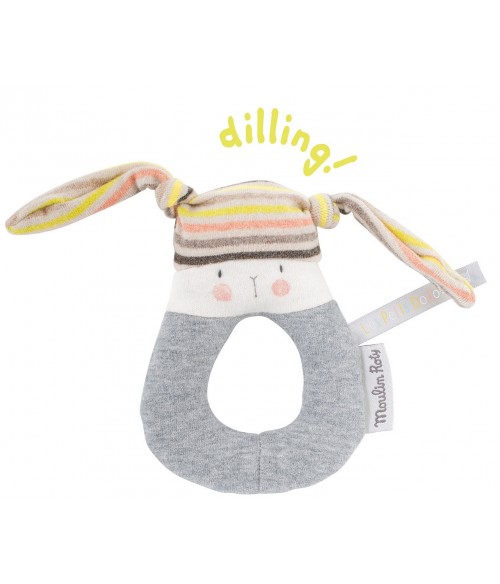 Hochet lapin rayé Les Petits dodos Moulin Roty