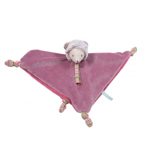 Doudou souris parme carré Les pachats Moulin Roty