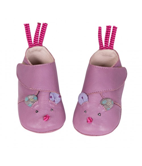Chaussons cuir souris les jolis pas beaux Moulin Roty 629520