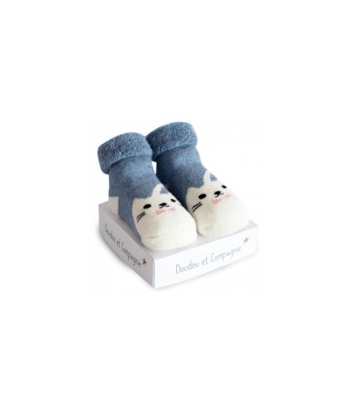 Chaussettes bleues Naissances assortiment petites bouilles- Doudou et compagnie- DC3706B