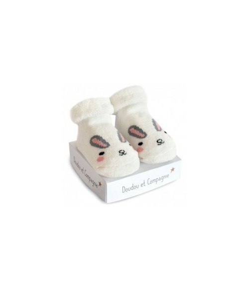 Chaussettes blanches Naissances assortiment petites bouilles- Doudou et compagnie- DC3706B
