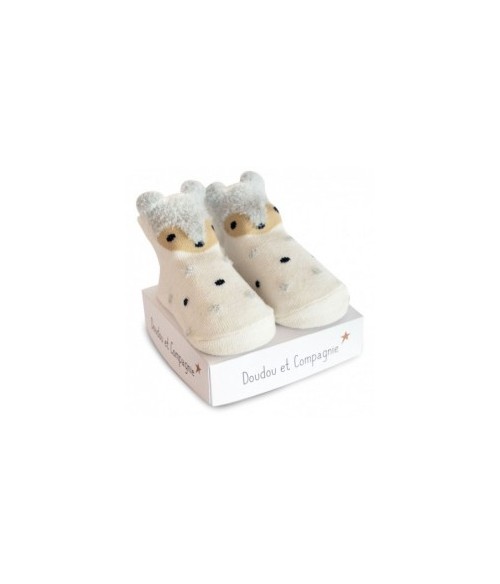 Chaussettes blanches Naissances assortiment petites oreilles- Doudou et compagnie- DC3705B