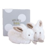 Coffrer chaussons Avec hochet taupe 0-6 mois- Doudou et compagnie- DC1310